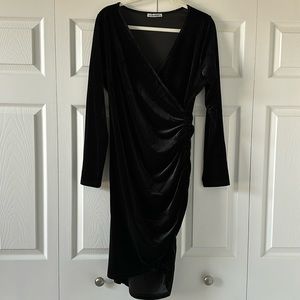 Black velvet style wrap dress